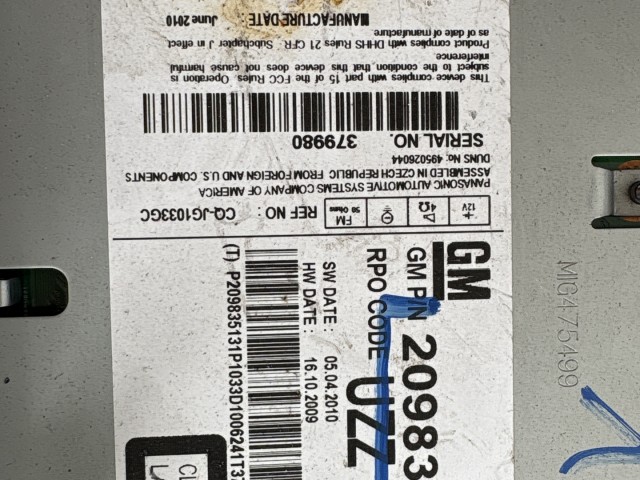 Opel Astra J 2009-2015 Rádió Használt Cd-s   